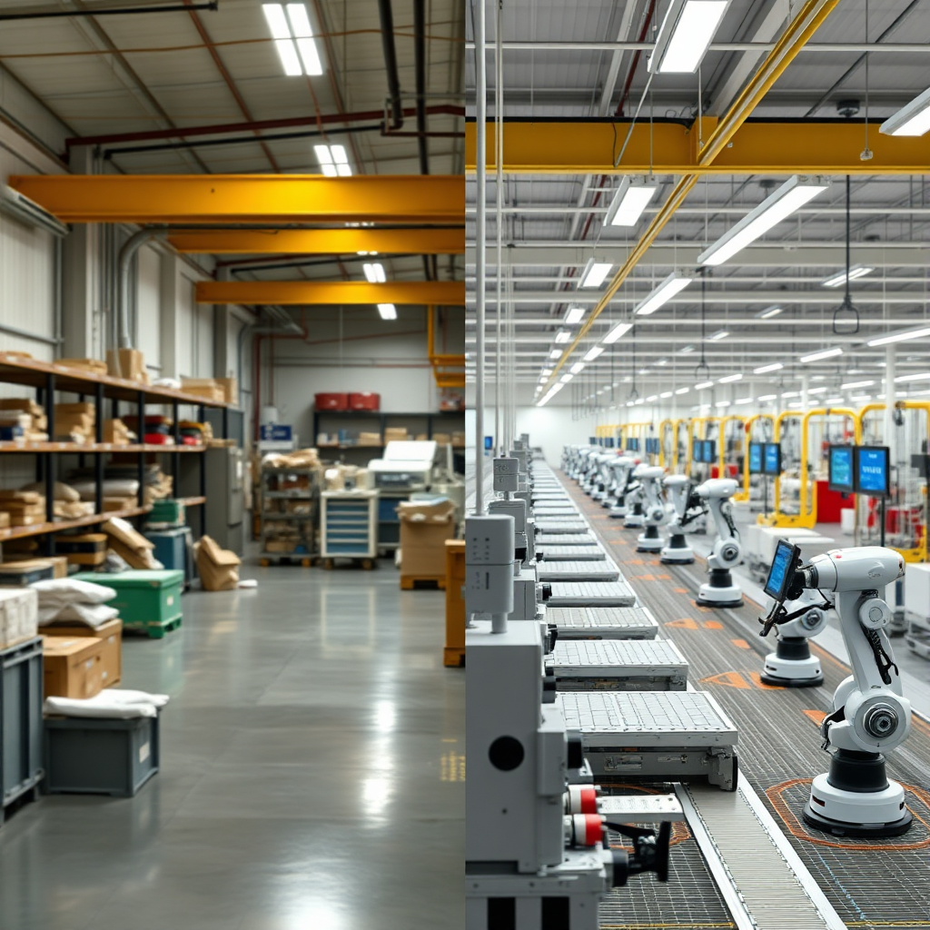 Comparison of traditional vs AI-powered factory