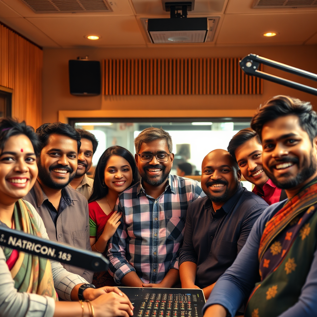 Radio team members in studio