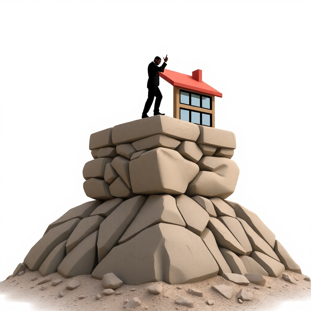 A strong foundation supporting a thriving business, symbolizing long-term success. Use a stable and supportive style.