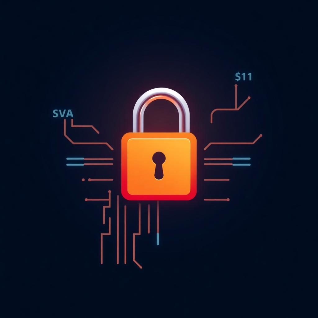 A stylized image of a secure digital lock protecting a stream of data representing financial transactions. The lock is made of pixels, symbolizing its digital nature. The color palette is cool and professional, with a focus on security and trust.