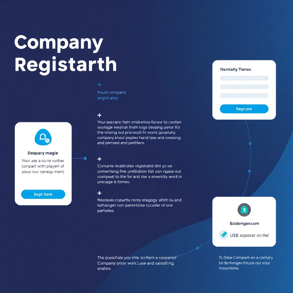A visual representation of a seamless company registration process. Use a modern and efficient style.
