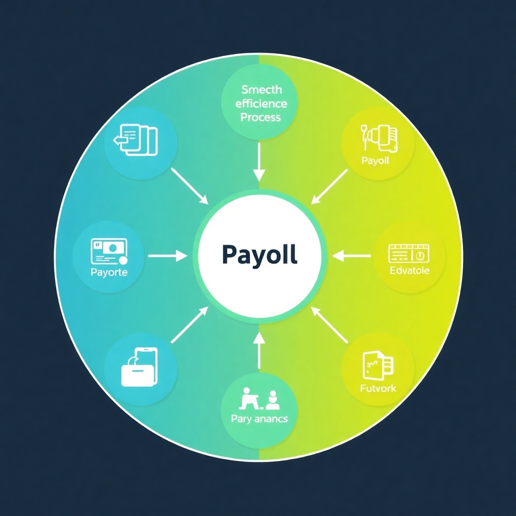 A visual representation of a smooth and efficient payroll process. Use a modern and streamlined style.