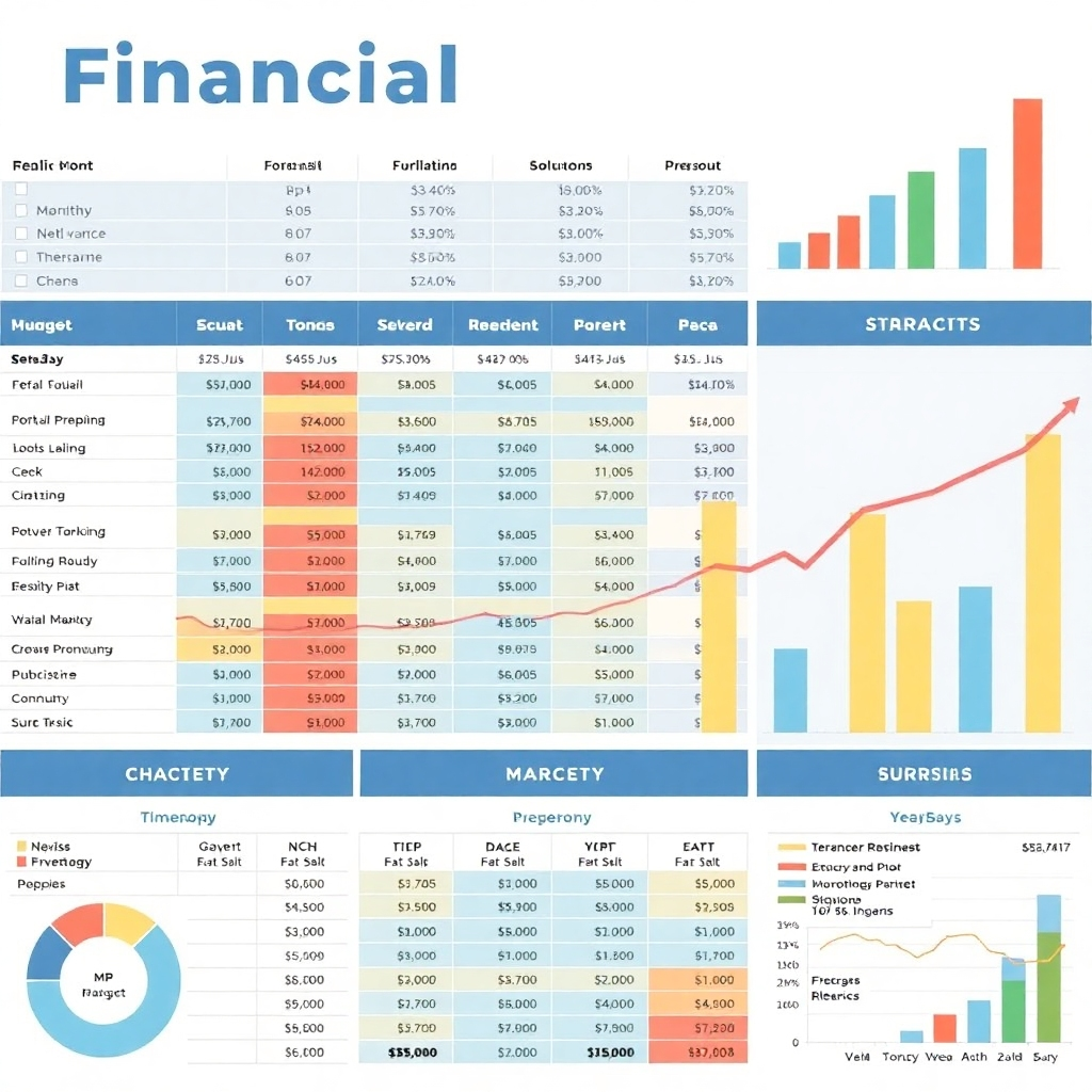  A visual representation of financial planning, such as a budget or forecast. Use a detailed and strategic style.
