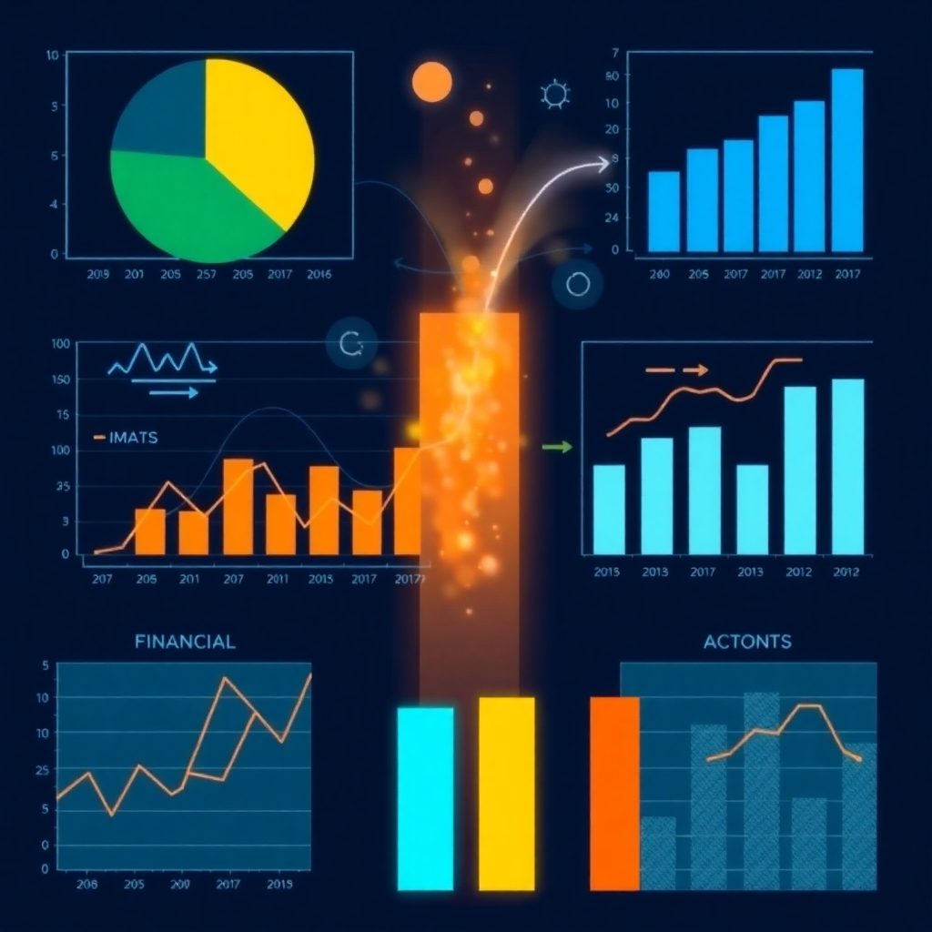 A visual representation of financial data transforming into actionable insights. Use dynamic and engaging visuals.