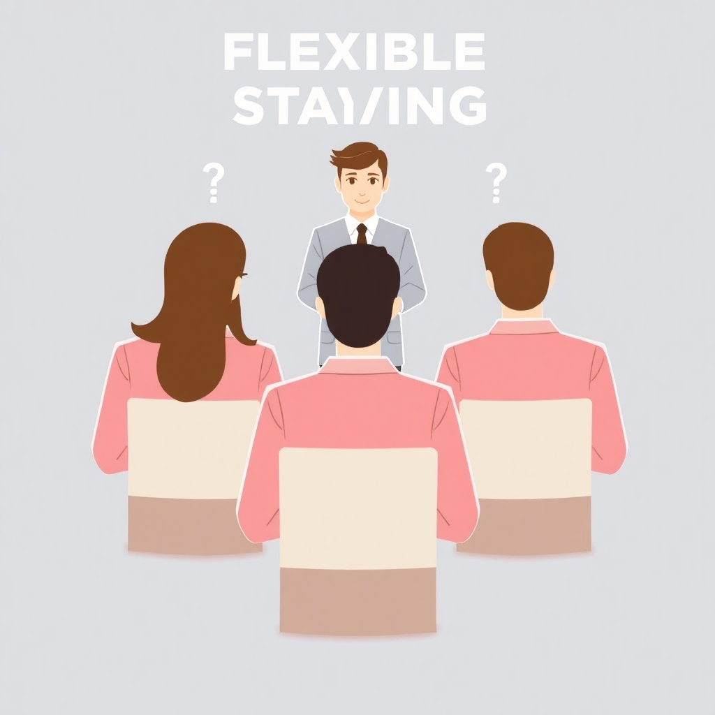 A visual representation of flexible staffing, such as a team adapting to changing demands. Use a modern and adaptable style.