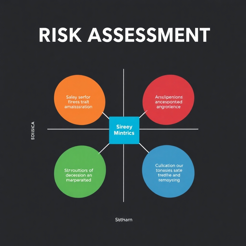 A visual representation of risk assessment, such as a risk matrix. Use a strategic and analytical style.