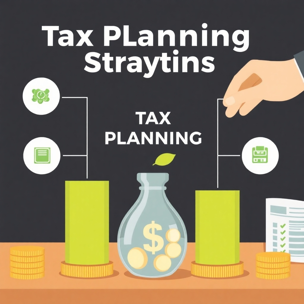  A visual representation of tax planning strategies leading to financial savings. Use a modern and strategic style.