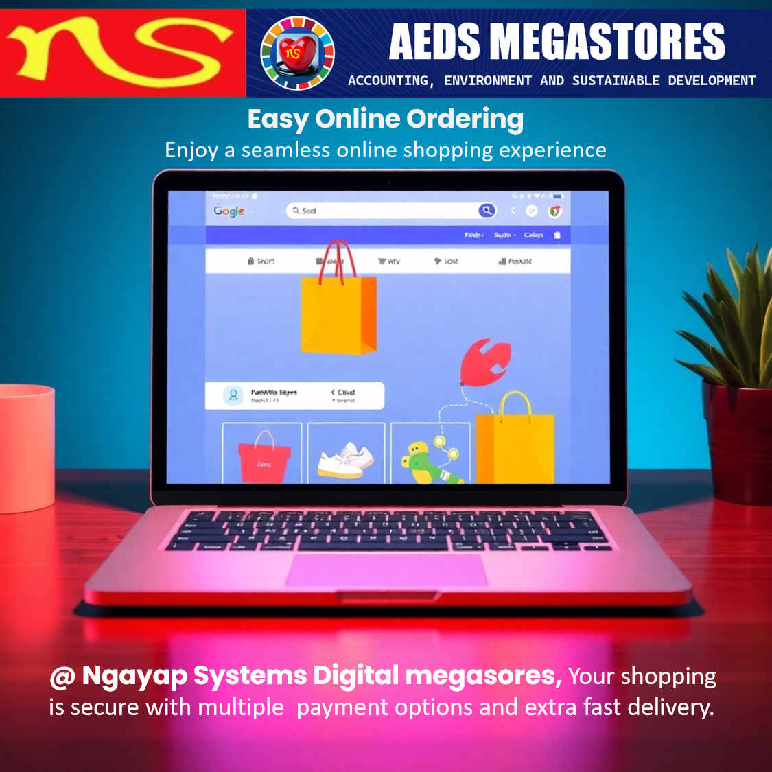  Create an image depicting a user-friendly online shopping interface on a laptop or tablet. Use vibrant and inviting colors. 4K resolution.