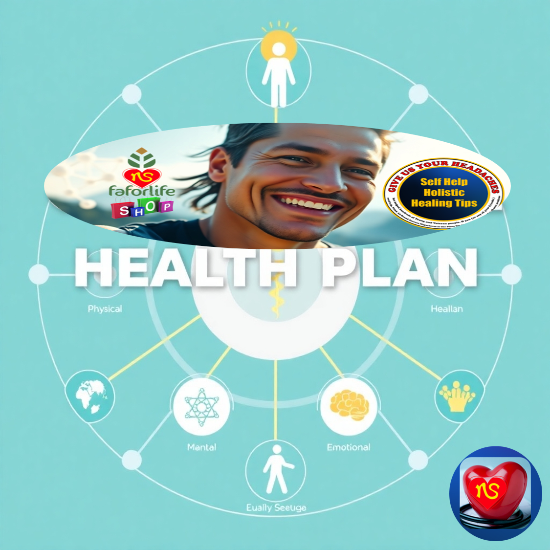  Create an image showcasing a comprehensive health plan with interconnected elements representing physical, mental, and emotional well-being. 4K resolution.