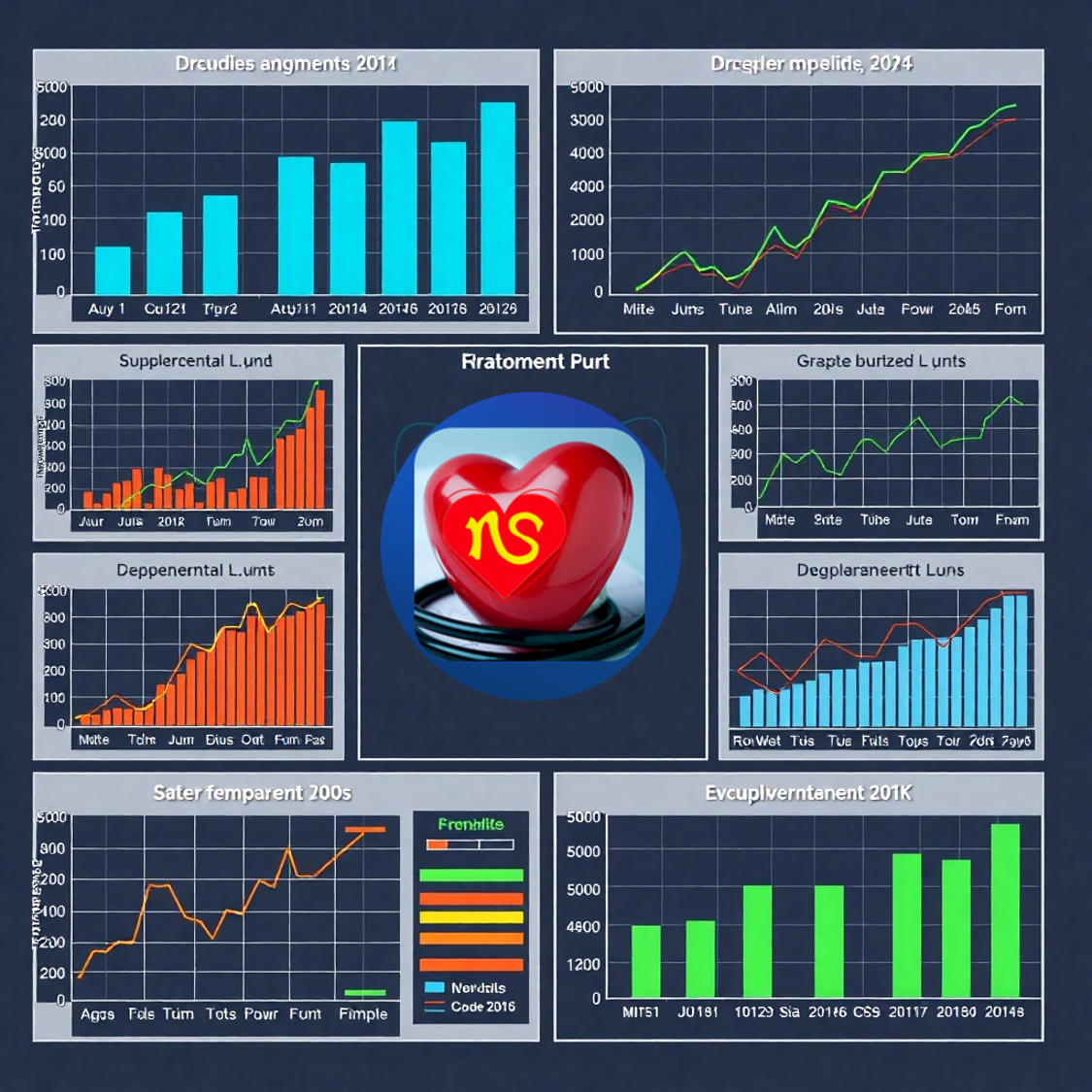 Create an image of various graphs highlighting the effectiveness of the supplement. 4K resolution.
