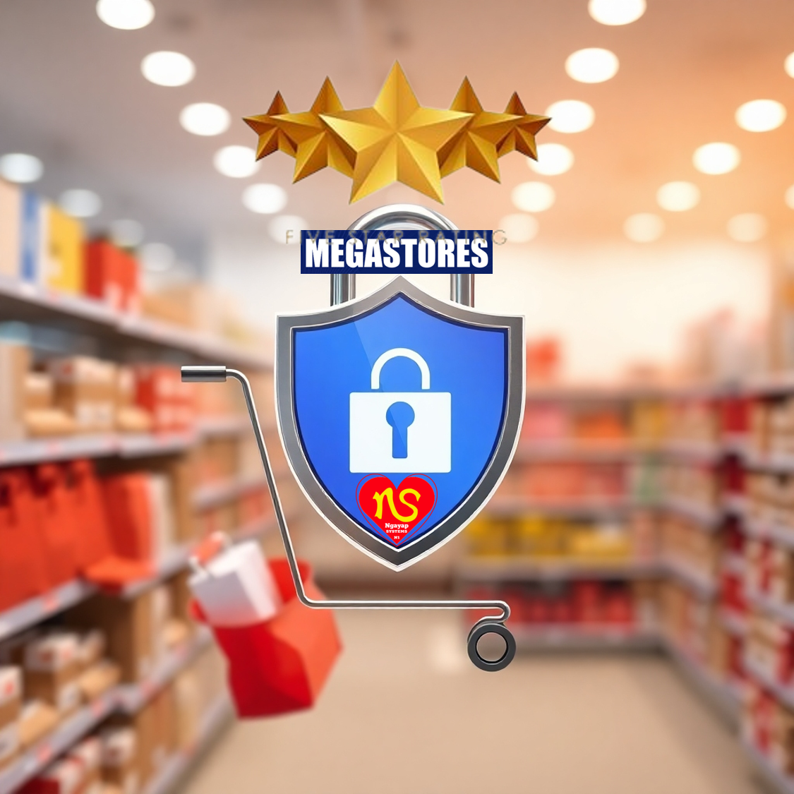 Create an image representing safe and secure shopping. 4K resolution.