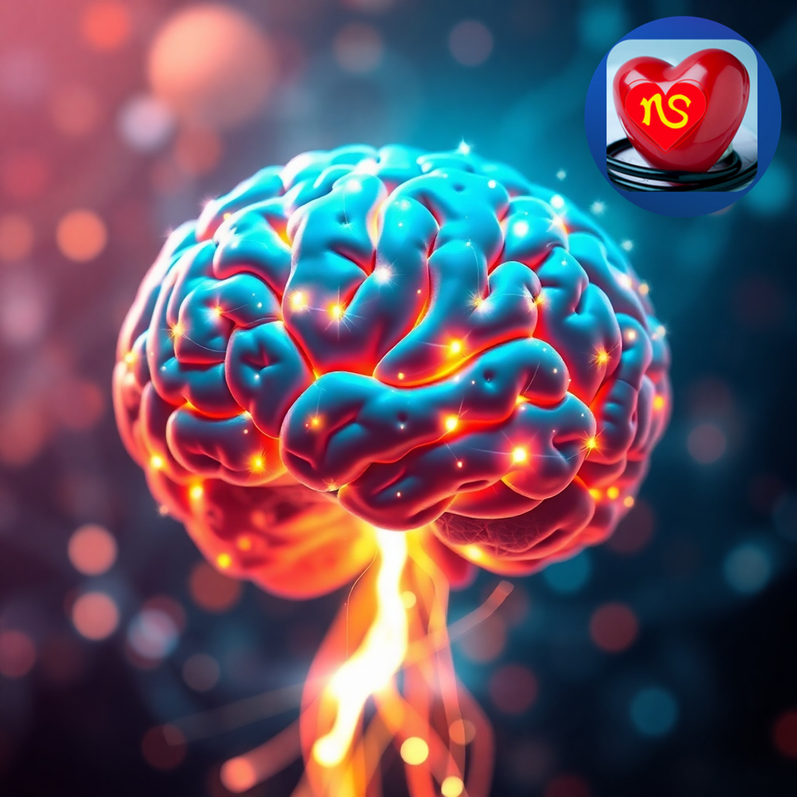 Create an image that represents enhanced cognitive function with a brain in focus and glowing connections highlighting mental clarity. Use vibrant colors. 4K resolution.