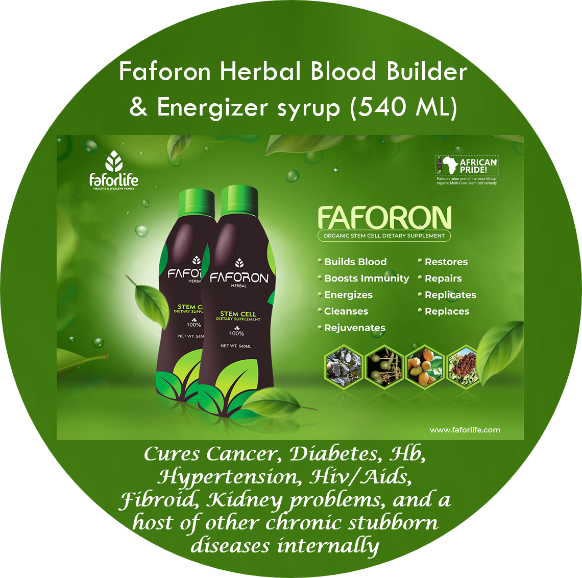  Create an image highlighting the 'Faforon' product and its attributes. 4K resolution.