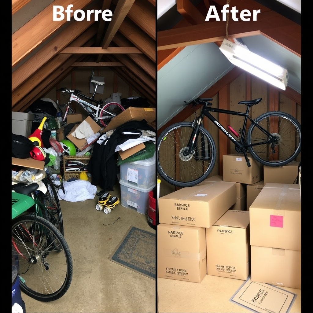 Attic clutter removal before and after