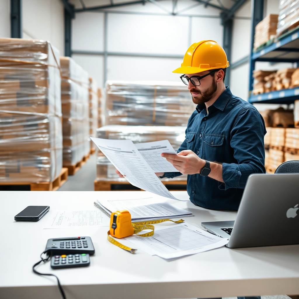 Freight specialist reviewing shipment documents