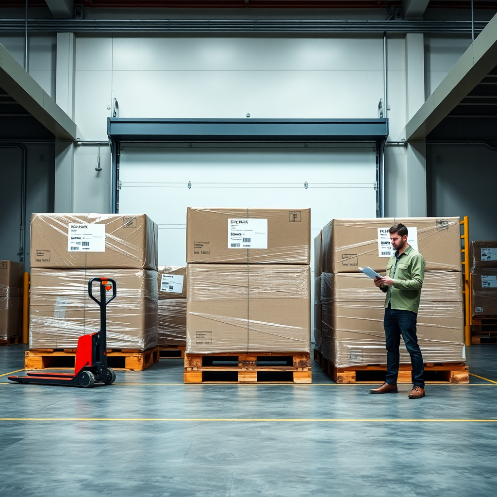 LTL freight pallets at a warehouse dock