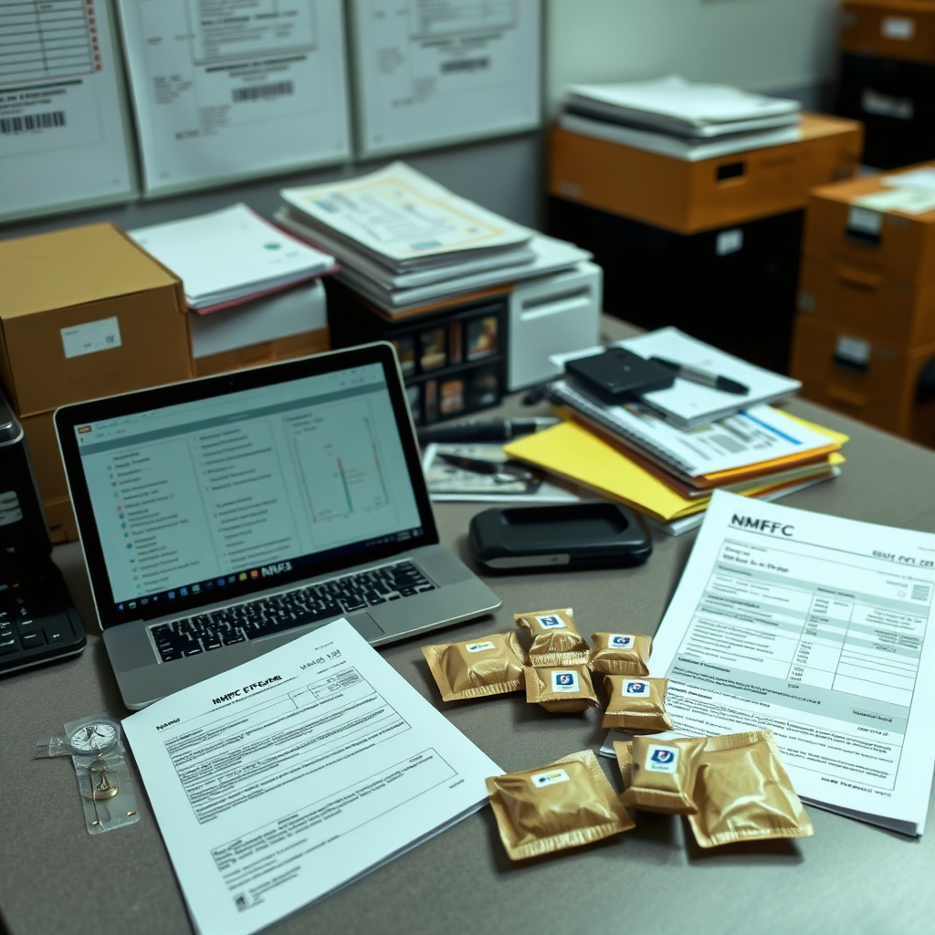 NMFC reference documents on a shipping desk