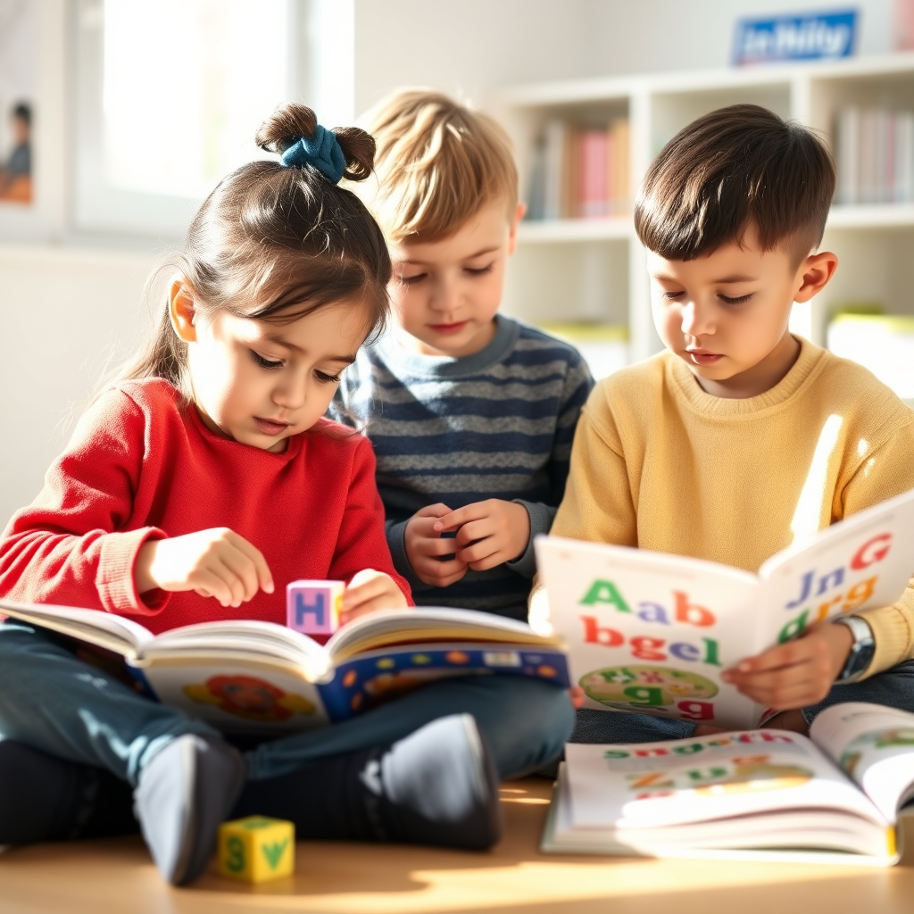 Young students learning basic literacy and numeracy