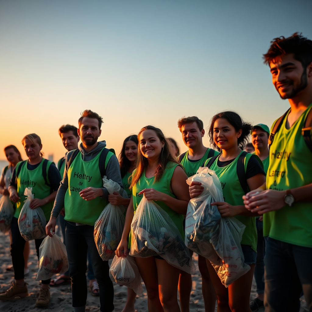 Volunteers cleaning beach