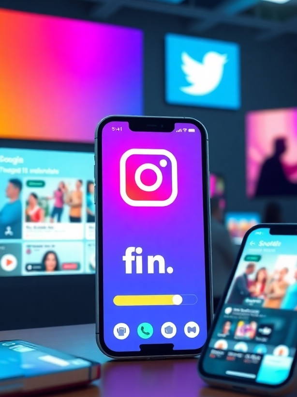 A photorealistic image of various social media platforms (Facebook, Instagram, Twitter, LinkedIn) displaying engaging content and high levels of user interaction. The scene should convey a sense of community and connection. The lighting is bright and social. The color palette is vibrant and engaging. Style: modern, social-media-focused. Technical specs: 4K resolution, high quality.