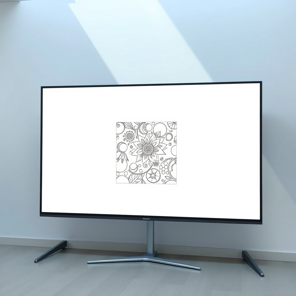 A clean and uncluttered screen displaying a coloring page, with no advertisements or distractions visible. The focus is entirely on the coloring activity, creating a sense of calm and concentration. The lighting is bright and clear, highlighting the simplicity and ease of use. The style is minimalist and modern, emphasizing the ad-free experience. Technical specs: 4K resolution, high quality, clean lines, and vibrant colors.