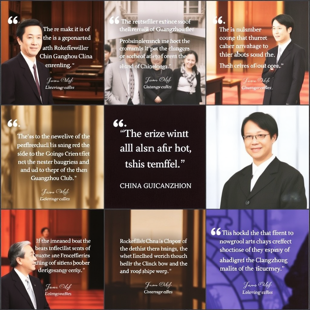 A collage featuring snippets of positive testimonials from members of the Rockefeller China Guangzhou Club. The testimonials are displayed in an elegant and visually appealing format. The overall effect should be trustworthy and convey the club's positive impact on its members.