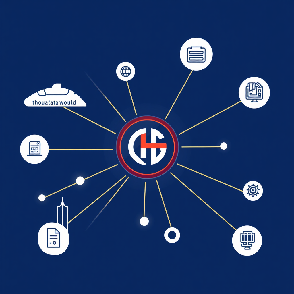 A dynamic and stylized graphic illustration showcasing the club's influence within Guangzhou. The club's logo is at the center, with lines radiating outwards connecting it to various sectors of the city (business, culture, innovation). The lines should represent connections and influence, conveying the club's role as a catalyst for progress and development.
