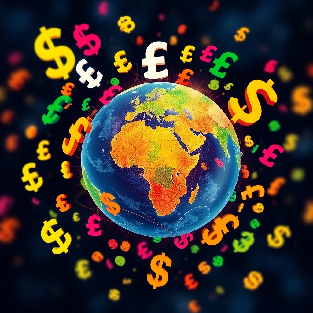 A dynamic image of currency symbols swirling around a globe, representing the global nature and potential of foreign exchange derivatives trading. Use vibrant colors to convey opportunity.