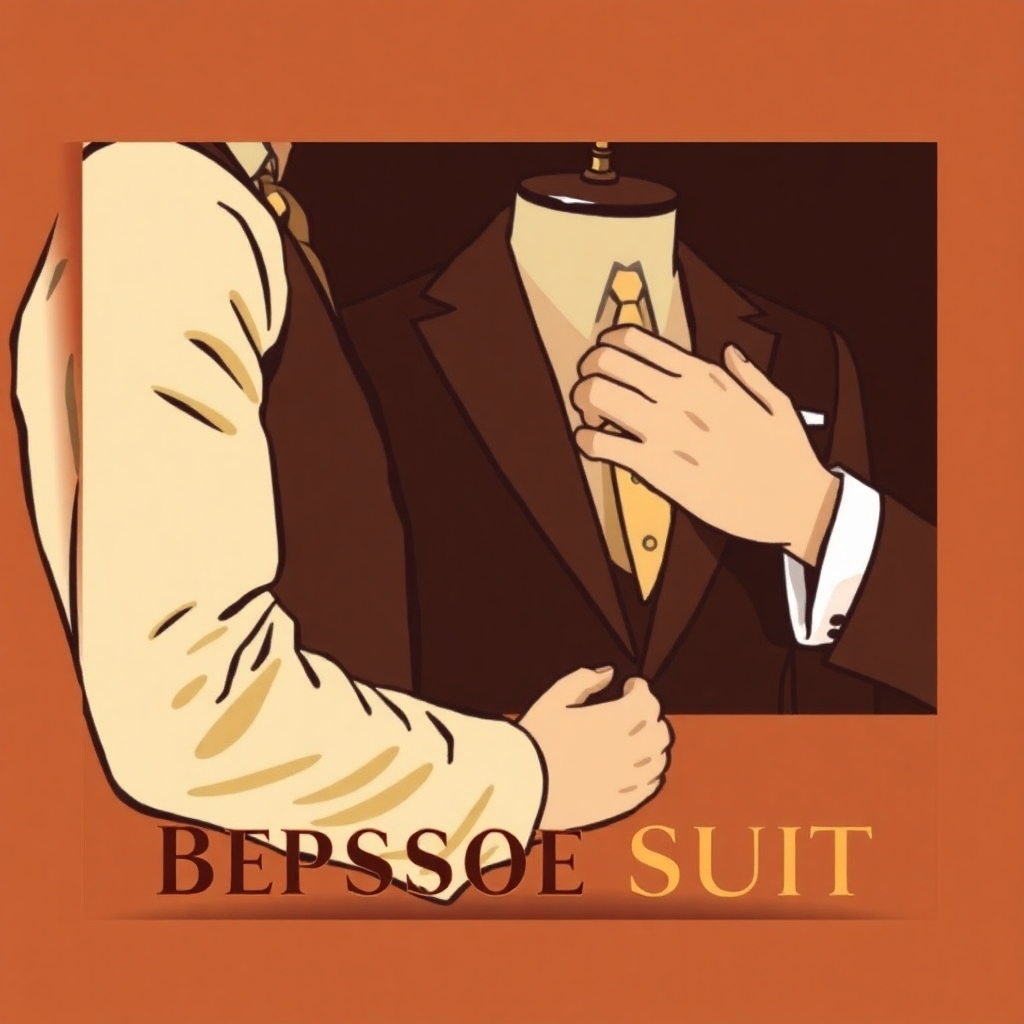 A stylized image depicting a bespoke suit being tailored for a client, symbolizing the personalized service offered by 亚投财富. The suit is made of fine fabric and perfectly fitted to the client's body. The tailor is meticulously adjusting the suit, ensuring a perfect fit. The image conveys a sense of luxury, quality, and attention to detail. The color palette is warm and inviting, with shades of brown, gold, and cream.