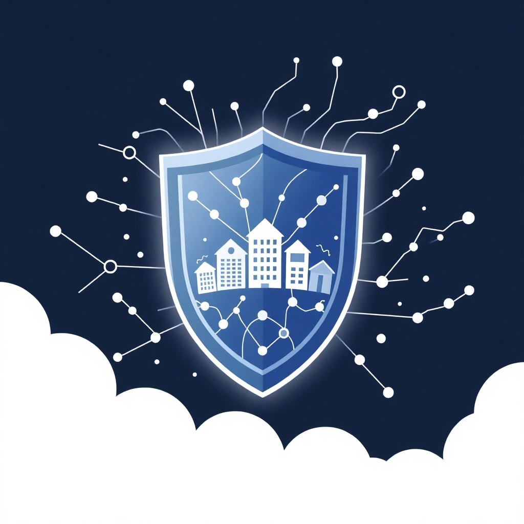 A stylized image depicting a shield protecting a group of diverse assets from a storm of financial data. The shield is made of interconnected lines and nodes, representing advanced risk management technologies. The assets inside the shield are brightly lit, while the storm is dark and chaotic. The image conveys a sense of security and resilience in the face of market uncertainty. The style is modern and minimalist, with a focus on clarity and visual impact.