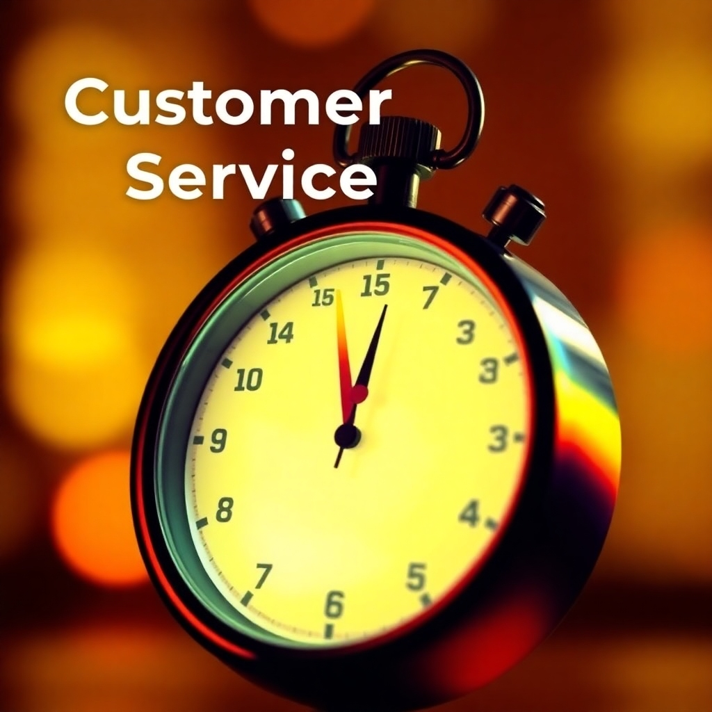 A stylized image depicting a stopwatch with a rapidly moving hand, symbolizing a quick response time. The stopwatch is brightly lit, highlighting the urgency and efficiency of 亚投财富's customer service. The background is blurred, focusing attention on the stopwatch. The color palette is vibrant and energetic, with shades of yellow, orange, and red.