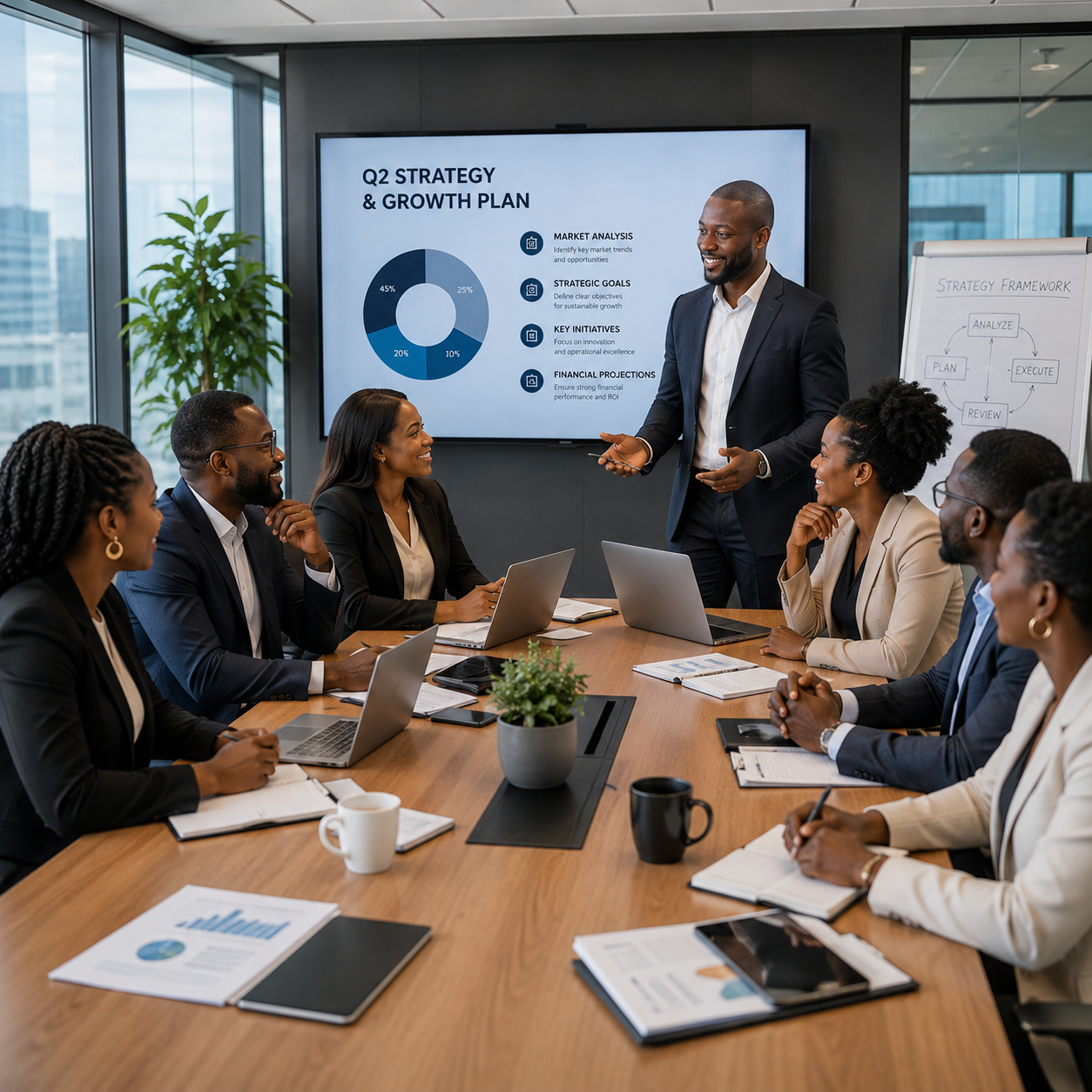 Diverse business professionals collaborating