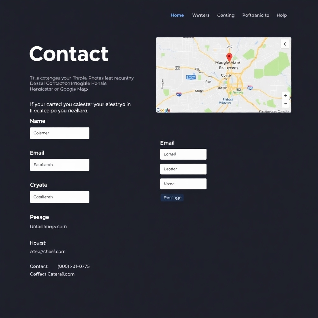 A contact page featuring a detailed Google Maps integration showing the dealership's location. A contact form with fields for name, email, and message is prominently displayed. Include contact information and business hours. Use a friendly, approachable design.
