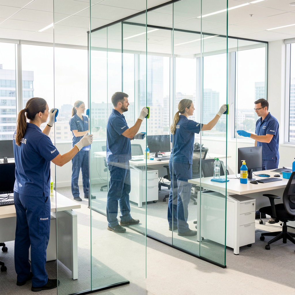 Janitorial team on site