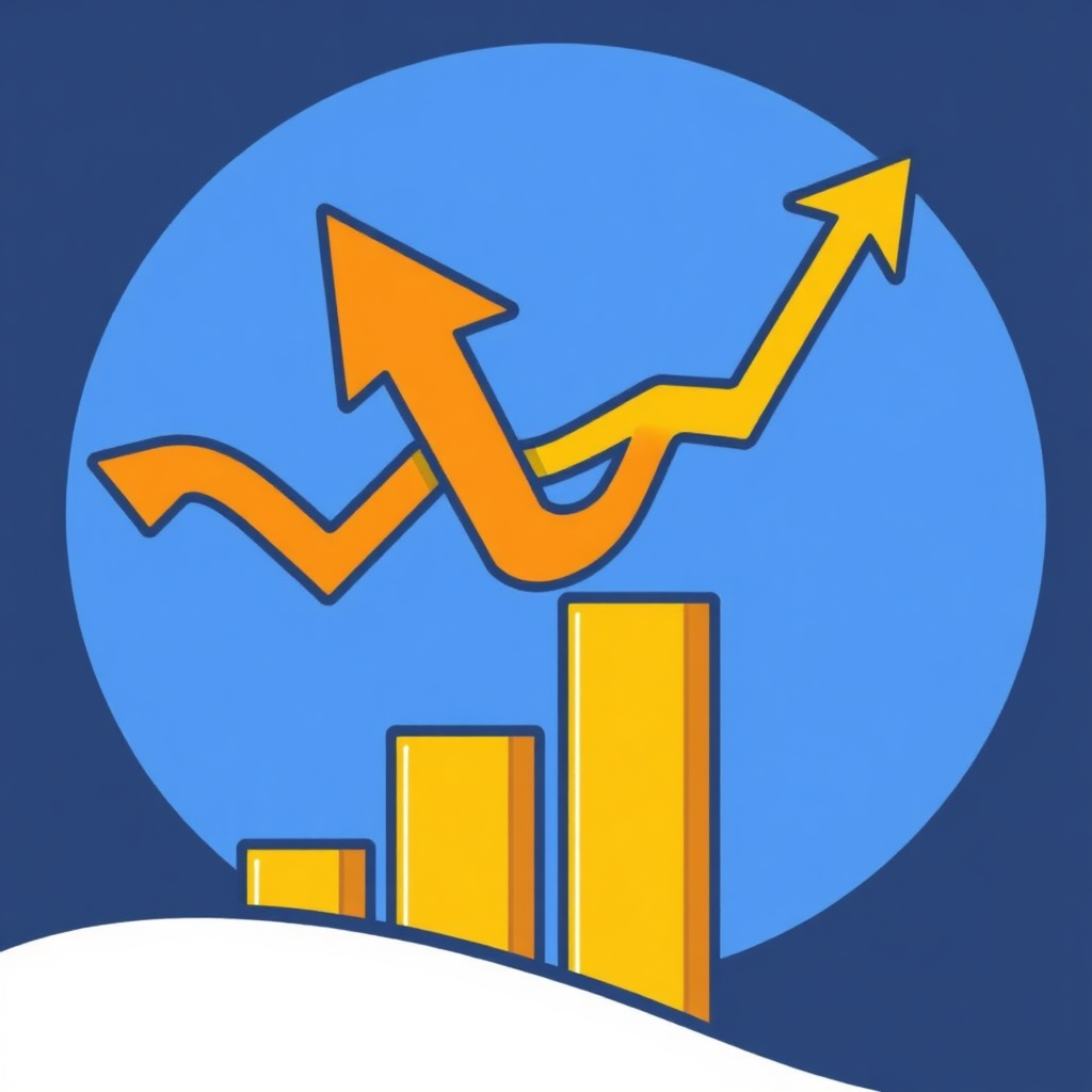 Stylized image of a chart showing upward growth, symbolizing value enhancement of assets. Bright colors, clean design. Style: Simple, clear illustration.