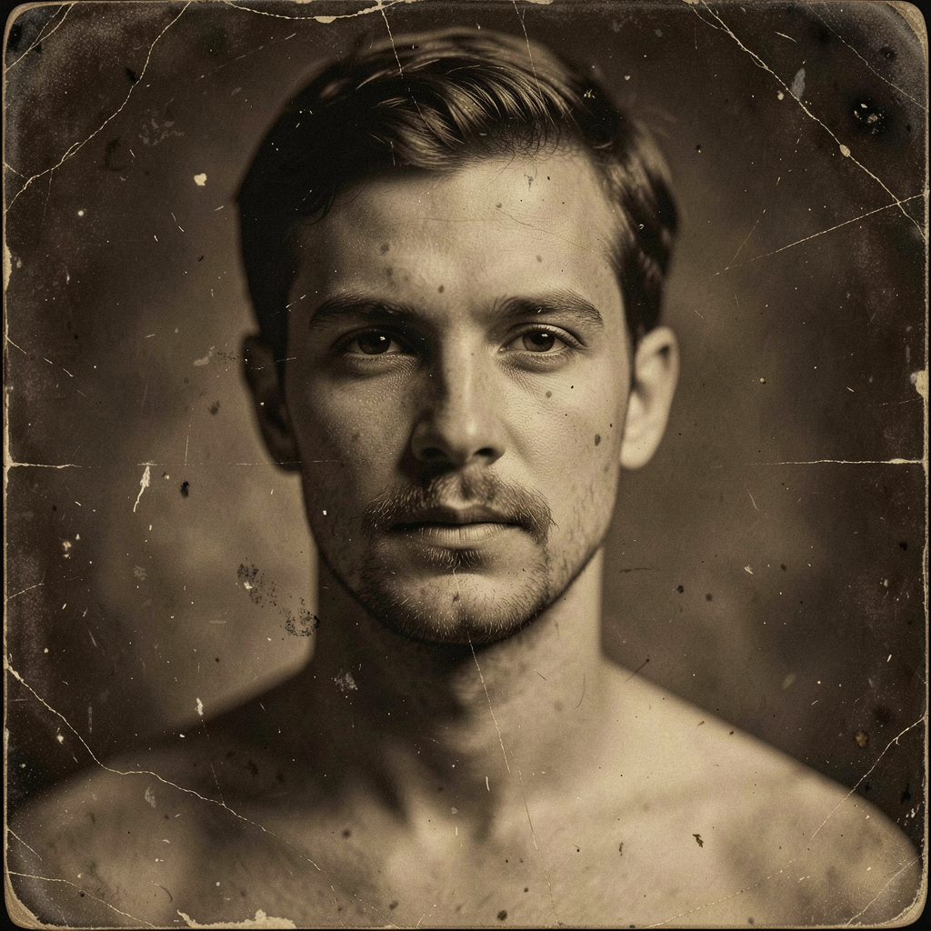 Damaged vintage photograph before restoration