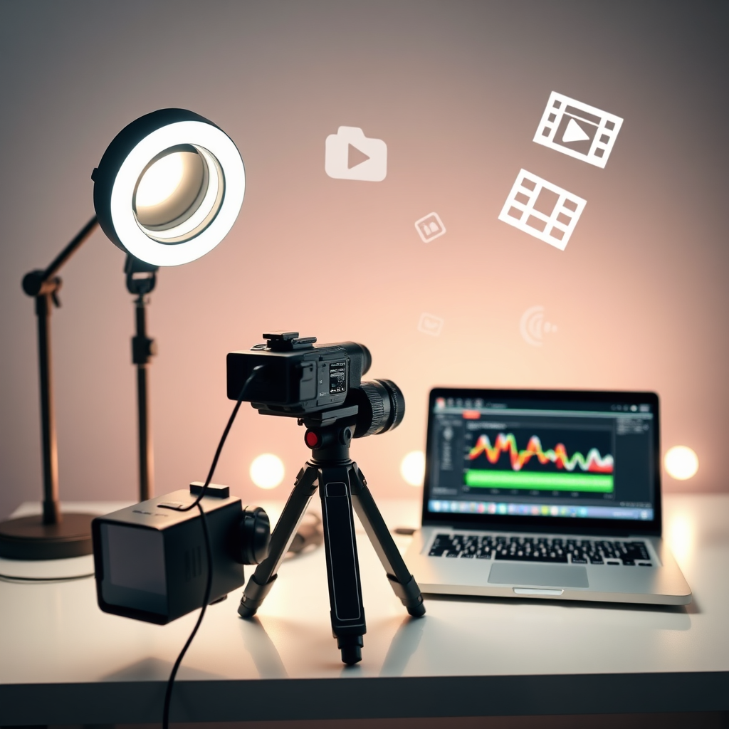 A flowchart illustrating the video content creation process, from idea generation to distribution and analysis.