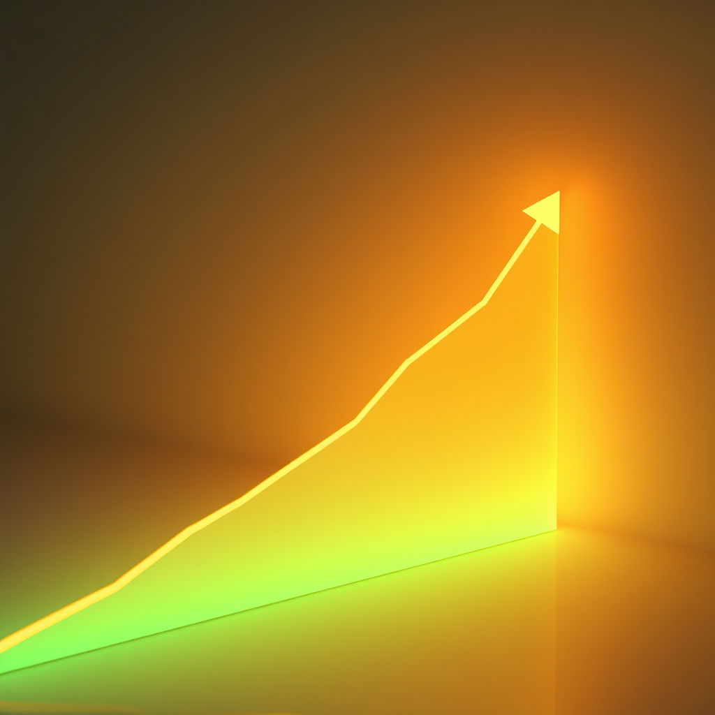 An image showing a sender account's reputation improving over time, visualized as a graph ascending, with a warm, inviting color palette. Lighting is soft, focusing on the graph's progress. Technical specs: 4K resolution.