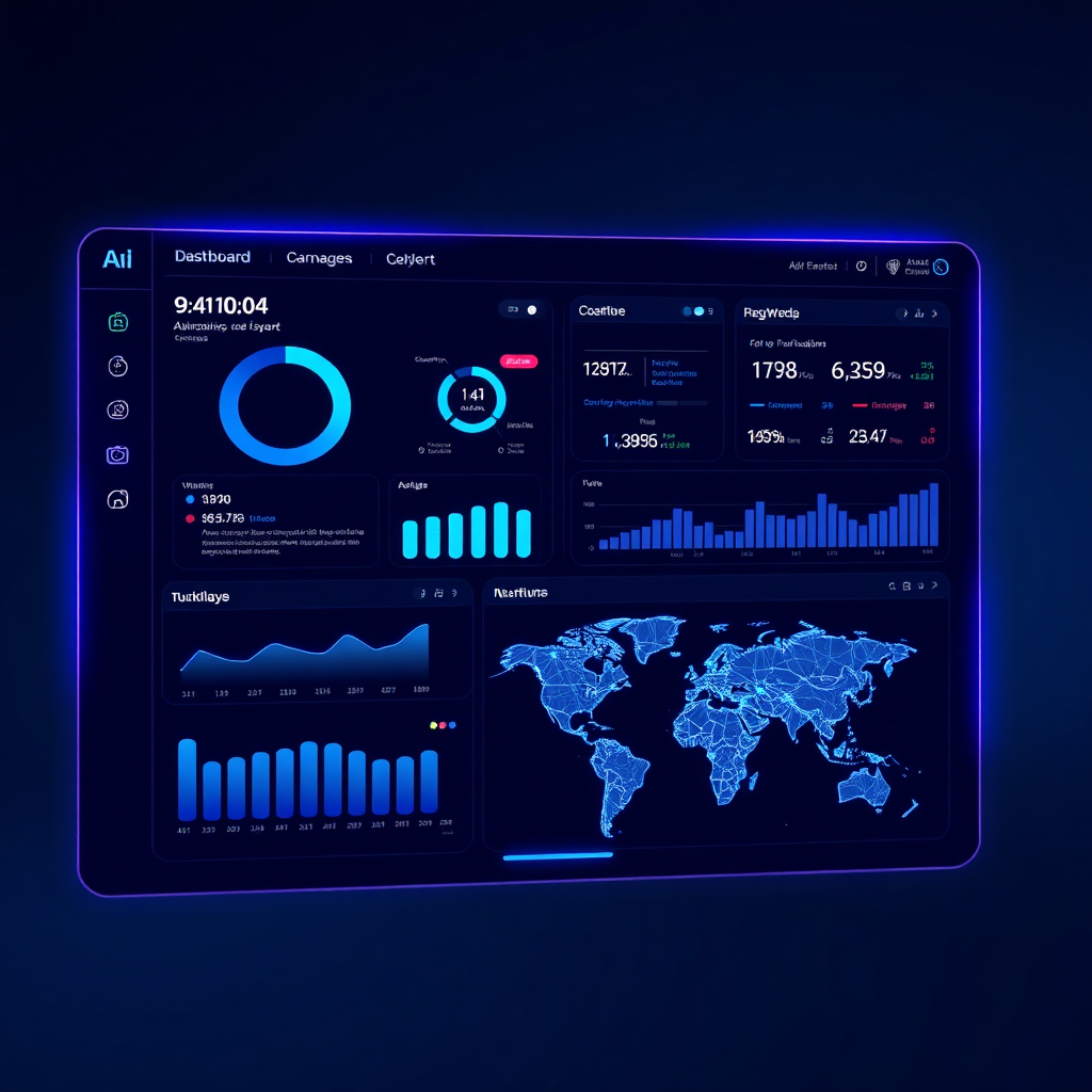 Futuristic AI dashboard for business automation