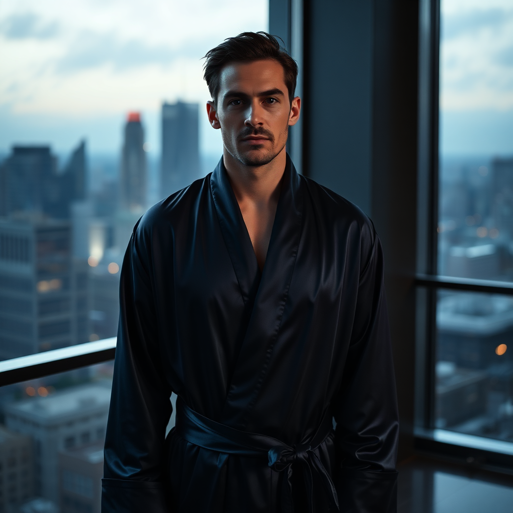 Men's midnight silk robe