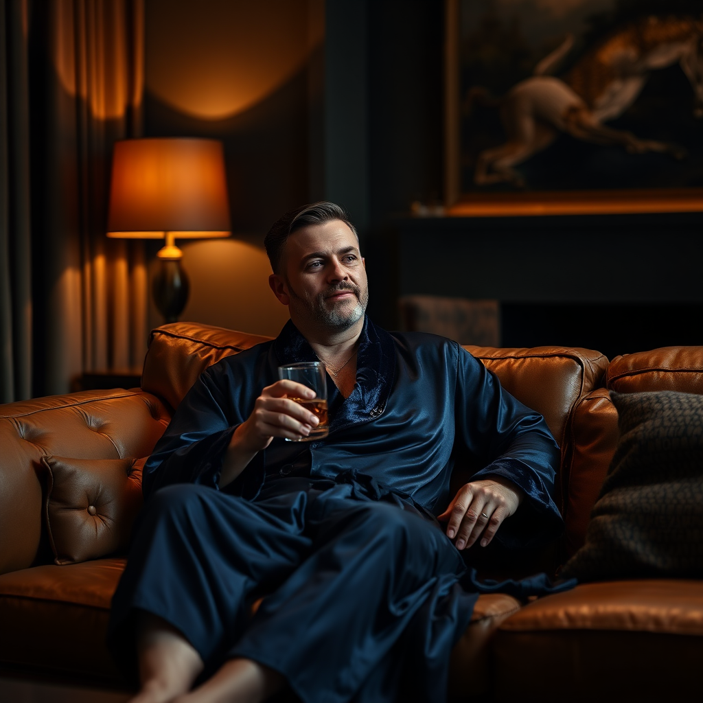 Man in midnight silk robe