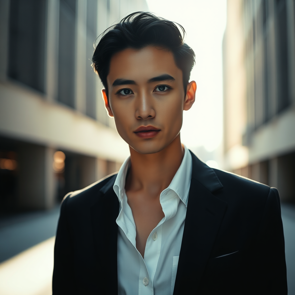 Engaged couple in urban setting