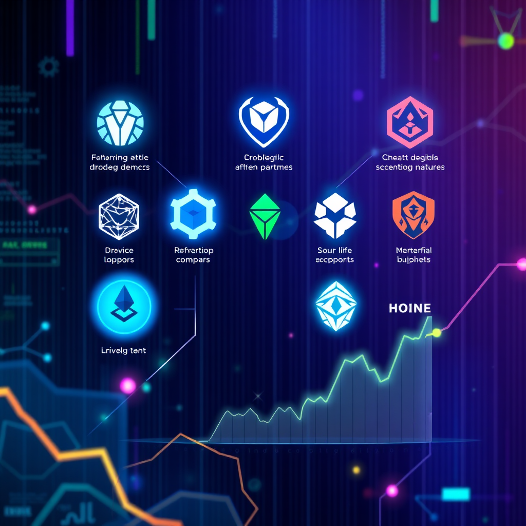 Visualize a dynamic infographic illustration featuring logos of the top crypto platforms on a sleek digital background. Each platform's unique features should be highlighted with glowing effects. The color scheme should be vibrant to signify competition and options, using blues, greens, and purples. Integrate abstract graphs and comparison metrics flowing across the design. The style should be modern and tech-savvy, resembling an educational toolkit rather than just an image. Render this in a hyperrealistic format, with 8K resolution to ensure clarity and detail.