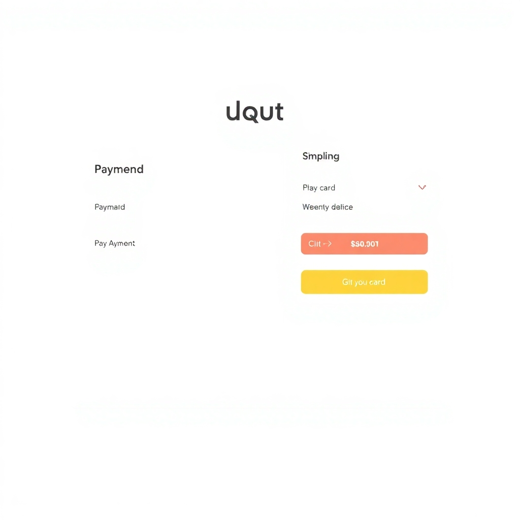 A simplified checkout interface with clear credit card payment options. The design is clean and minimalist. The color palette is bright and inviting. Lighting is soft and even. Technical specs: 4K resolution, user-friendly design.