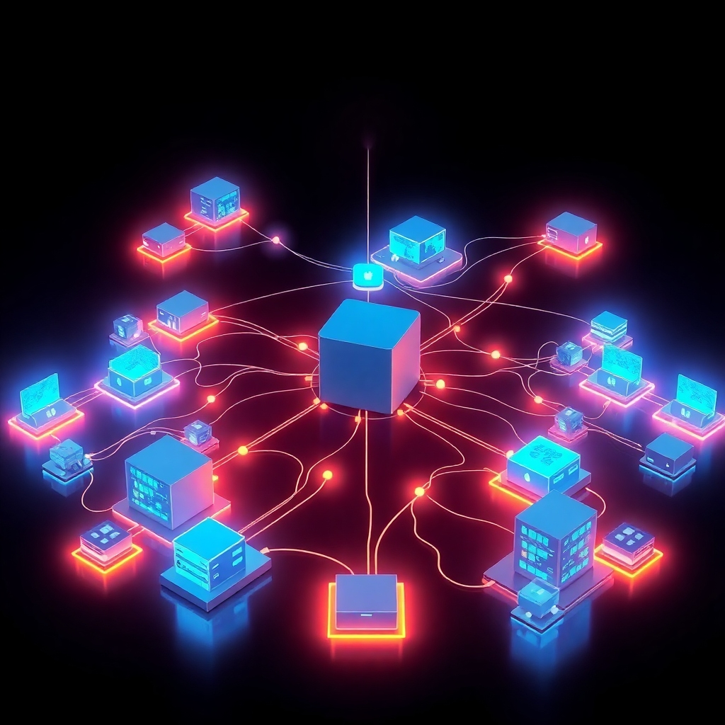 A stylized image of a network diagram that expands infinitely in all directions. Each node represents a device or network component. The diagram is clean and minimalist, symbolizing scalability and growth.