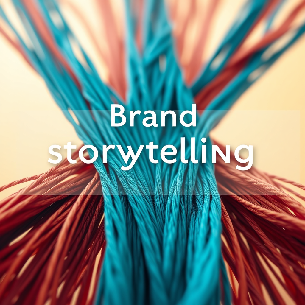 Create an image representing brand storytelling. The visual should show threads weaving together to form a tapestry, with each thread representing a different aspect of the brand's story (values, mission, history). The tapestry should be vibrant and engaging, with intricate details that draw the viewer in. Use a warm, inviting color palette to convey authenticity and connection. Render in 4K resolution.