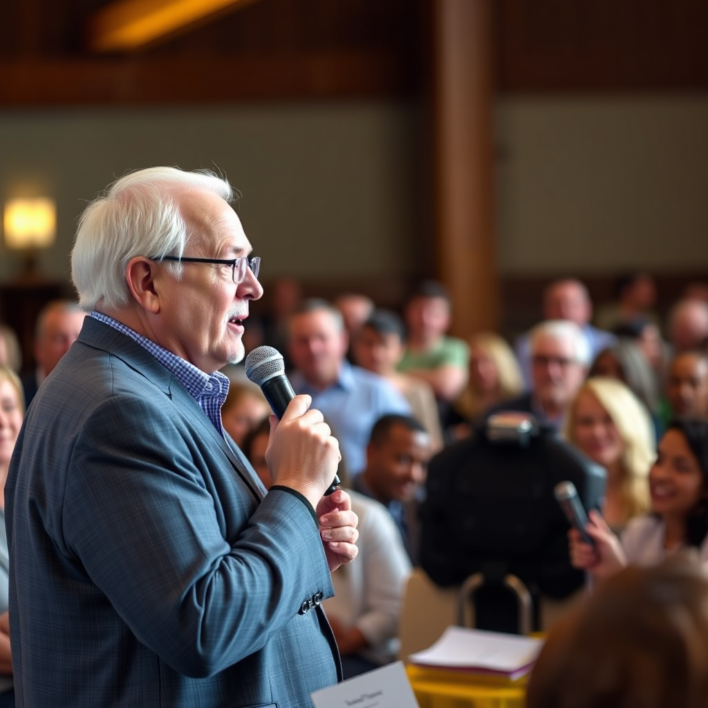 Jim Lewis speaking at a community event
