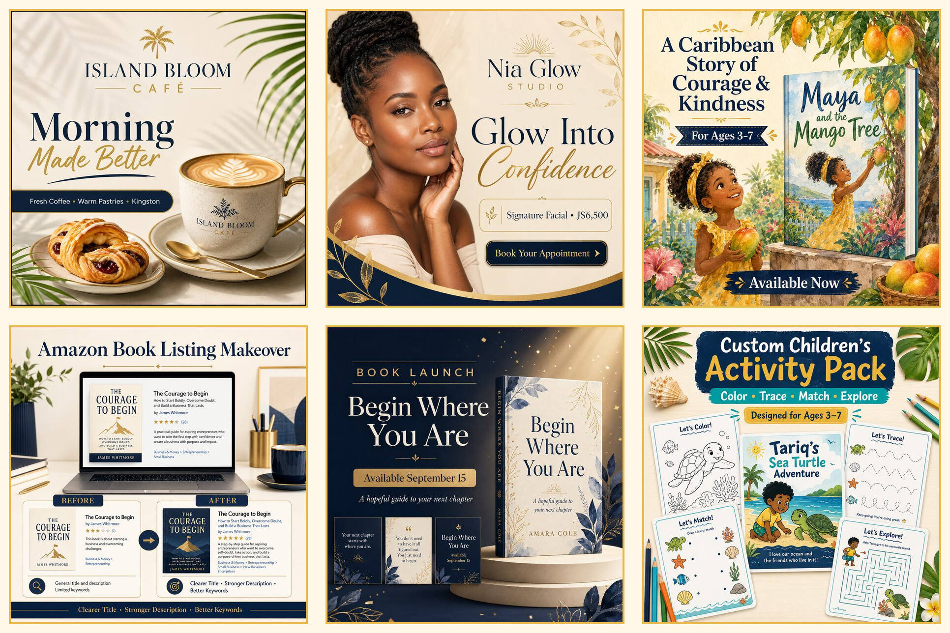 Six Rhoda Online Marketing portfolio samples