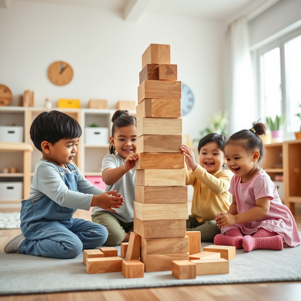 Children building with blocks and shapes