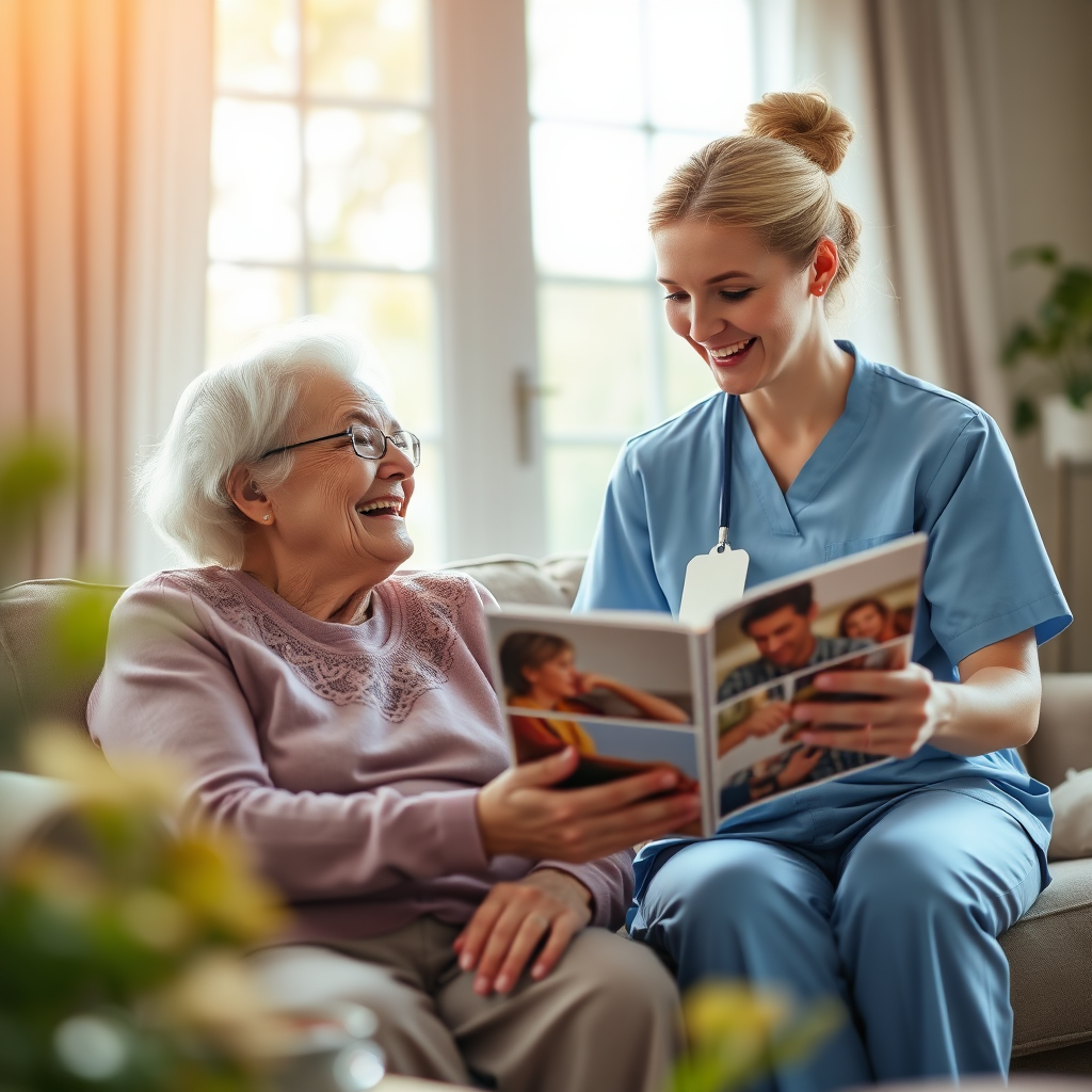 Caregiver and senior sharing a moment